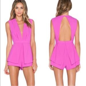 Finders Keepers XS barbiecore Next In Line To Take A Bow Romper pink fuschia